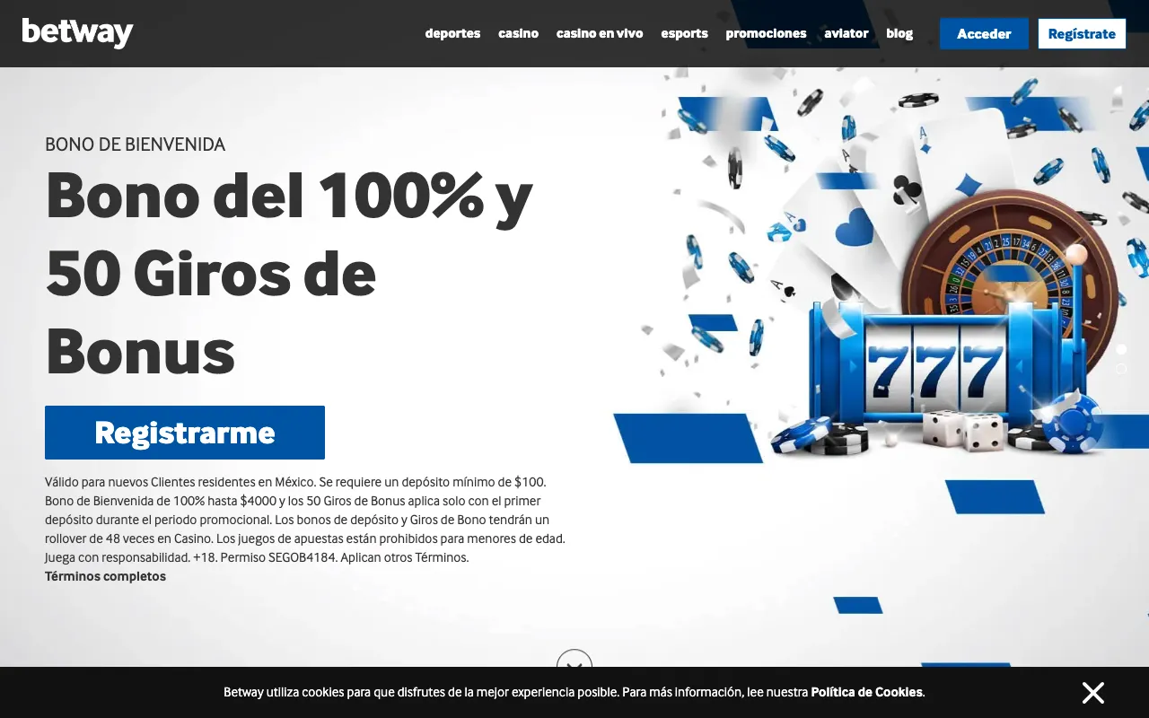 Betway México 2026: retiros en 2 horas por SPEI y bono del 100% para nuevos jugadores